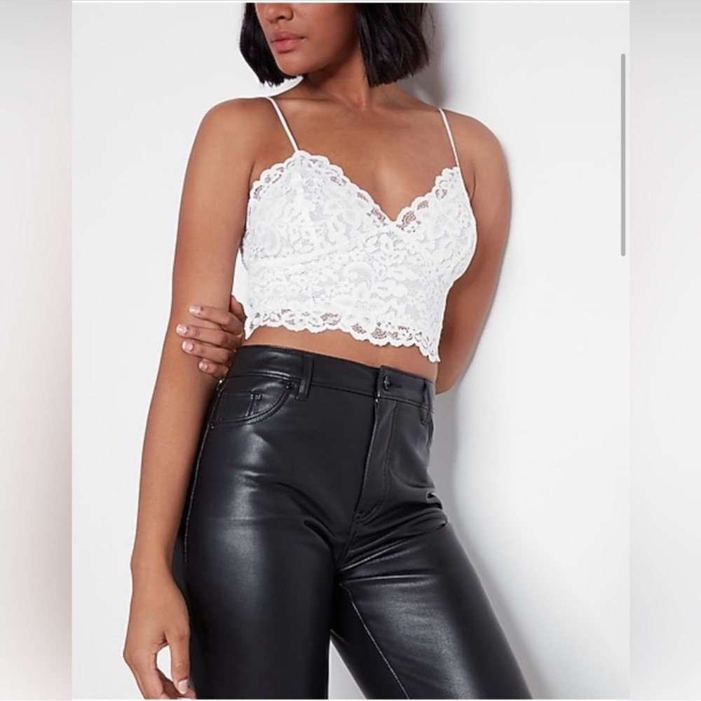 Express White Lace Crop Top size large
